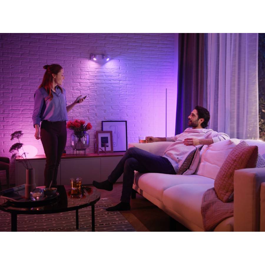 Set De 3 Becuri Philips Led Gu10 Cu Lumina Alb/color, Control Inteligent, 2000k-6500k, 220v-240v, 15000 Ore, 350 Lm, Aplicatie Bluetooth, Zigbee, Alb