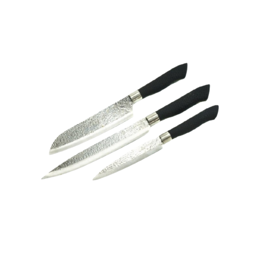 Set De 3 Cutite Klausstech De Bucatarie, Usor De Curatat, Ergonomice, Maner Anti-alunecare, Negru