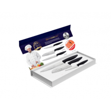 Set De 3 Cutite Klausstech De Bucatarie, Usor De Curatat, Ergonomice, Maner Anti-alunecare, Usoare, Negru