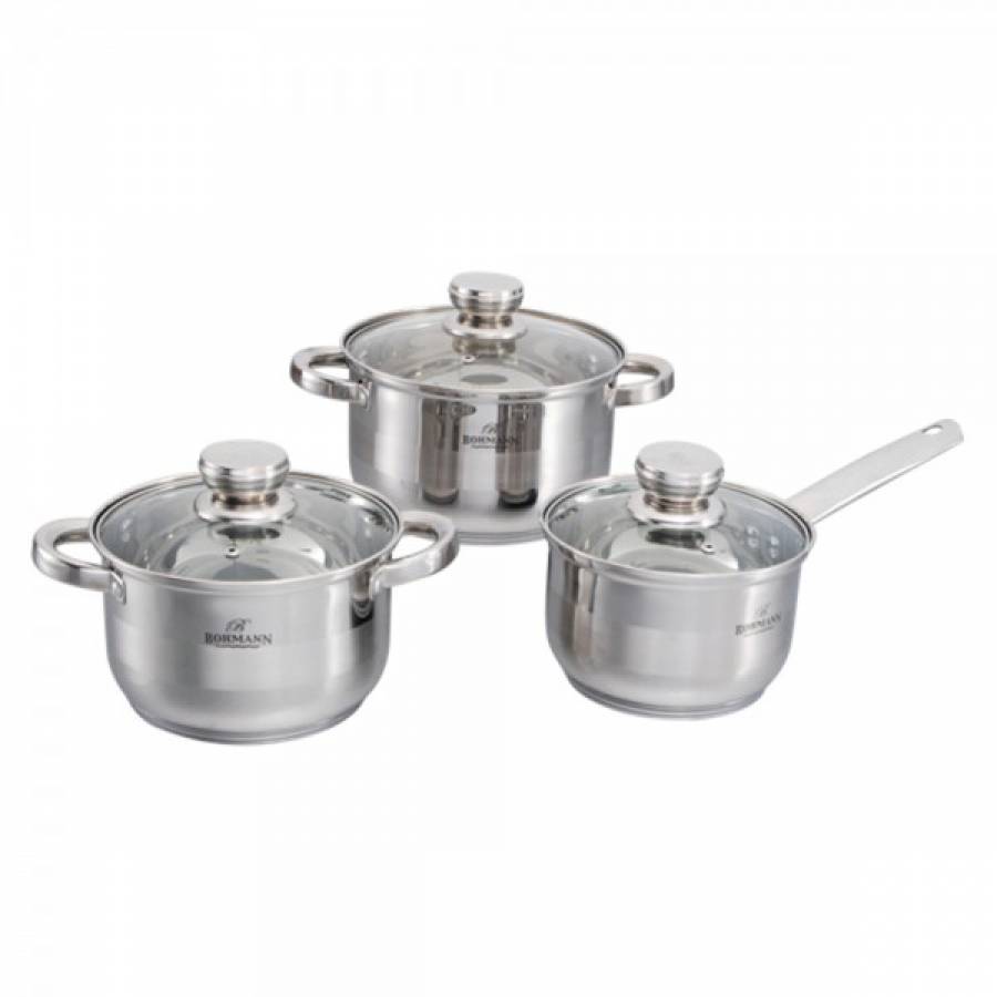 Set De 3 Oale Cu 3 Capace, Inox Inoxidabil, Sticla Termorezistenta, Diametre De 16/18/20 Cm, Capacitate Oale De 2.1/2.9/3.9l, Argintiu