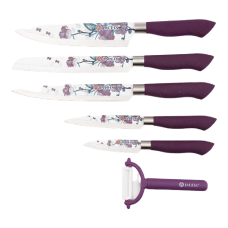 Set De 6 Cutite Klausstech  De Bucatarie, Usor De Curatat, Ergonomice, Maner Anti-alunecare, Usoare, Mov