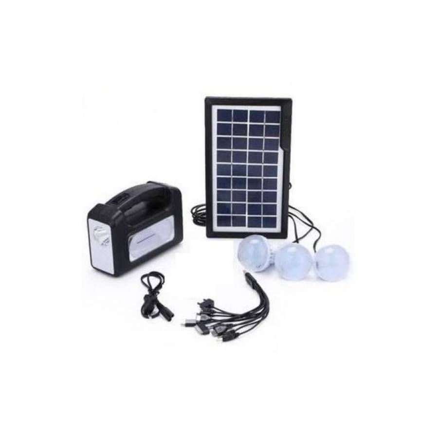 Set De Panou Solar Cu 3 Becuri Led Smd Si Lanterna, Incarcare Solara Rapida, 220-240v, 50/60hz, Iesire Usb 5v, 4 Intrari Pentru Alimentare, Negru
