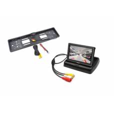 Set De Suport Cu Camera Klausstech Pentru Placuta Innmatriculare, Monitor Lcd Tft De 4.3 Inch, Format Afisat 16:9,  Putere 3 W, Alimentare Dc 12 V, Compact, Culoare Negru