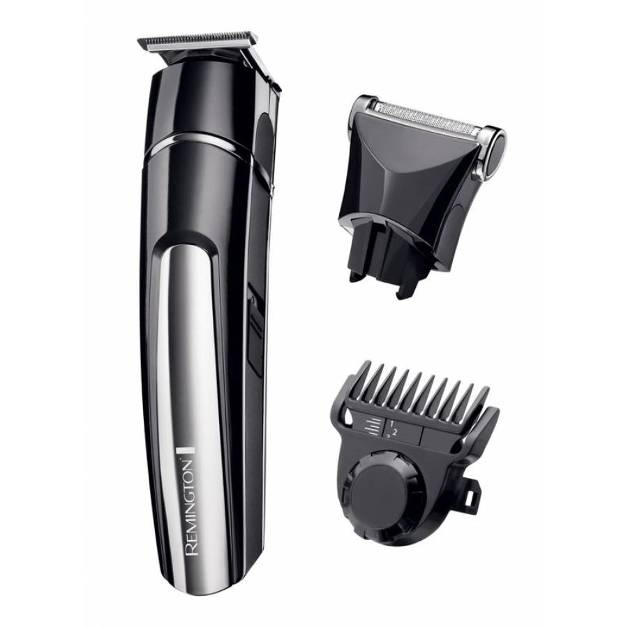 Set De Tuns Remington Barba, Lame Din Titan,tehnologie De Auto-ascutire,2 Capete Interschimbabile,lama In Forma De T, Cap Atasabil Cu Sita, Pieptene Micro-ajustabil, Capete Lavabile, Negru