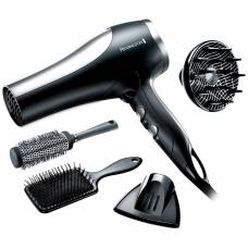 Set Electric De Uscator De Par Remington Pro 2100, Conditionare Ionica,invelis Ceramic, Putere Motor De 2100 W, Perie Rotunda/lata Incluse, Concentrator Si Difuzor Incluse, Cool Air, Alb/negru