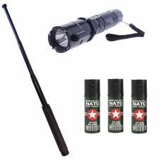 Set KL358S Autoaparare (3in1 Laser+electrosoc+lanterna ) Baston Telescopic Klausstech 63 Cm + 3 Spray Nato Paralizant