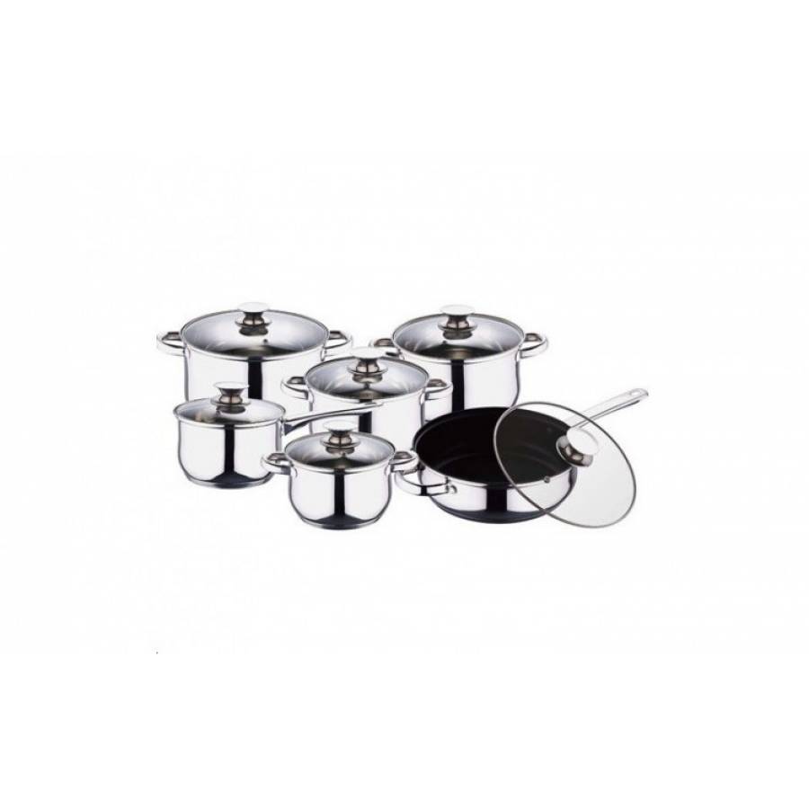 Set Oale Din Inox, 5 Oale Si 1 Tigaie, Capac Din Sticla, Inox, Usor De Folosit, Design Modern, Argintiu