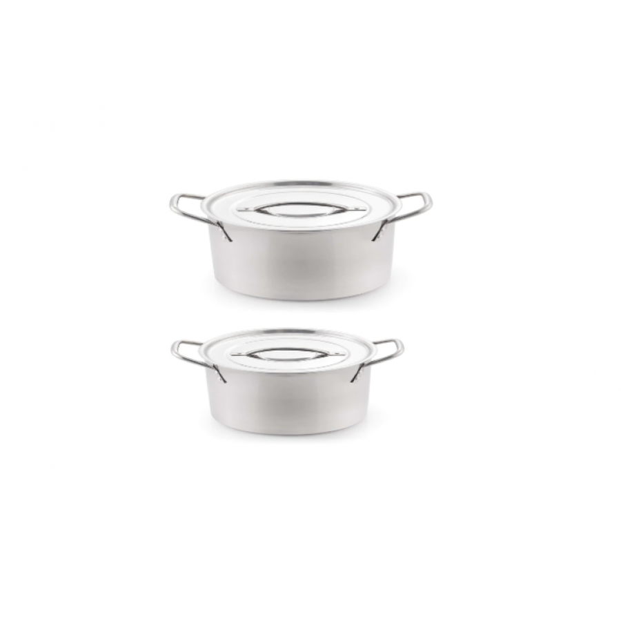 Set Profesional De 4 Oale Din Inox Cu Capace Inox, Rezistent La Temperaturi Mari, Manere Confortabile, Compatibil Cu Masina De Spalat Vase, Argintiu