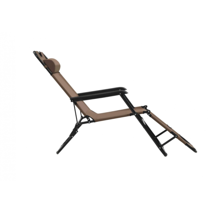 Set Sezlonguri Cu Suport Picioare, Pliabile, Perna, Dimensiune 175 X 61 X 87 Cm, Tesatura, 2 Pozitii, Design Modern, Culoare Maro