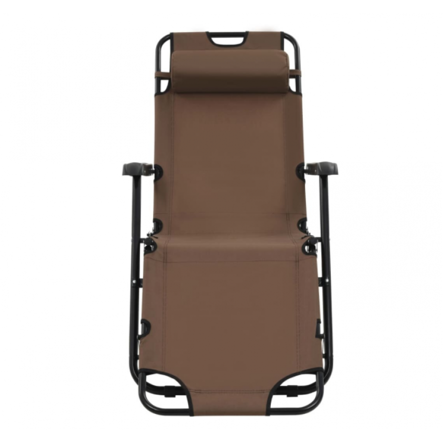 Set Sezlonguri Cu Suport Picioare, Pliabile, Perna, Dimensiune 175 X 61 X 87 Cm, Tesatura, 2 Pozitii, Design Modern, Culoare Maro