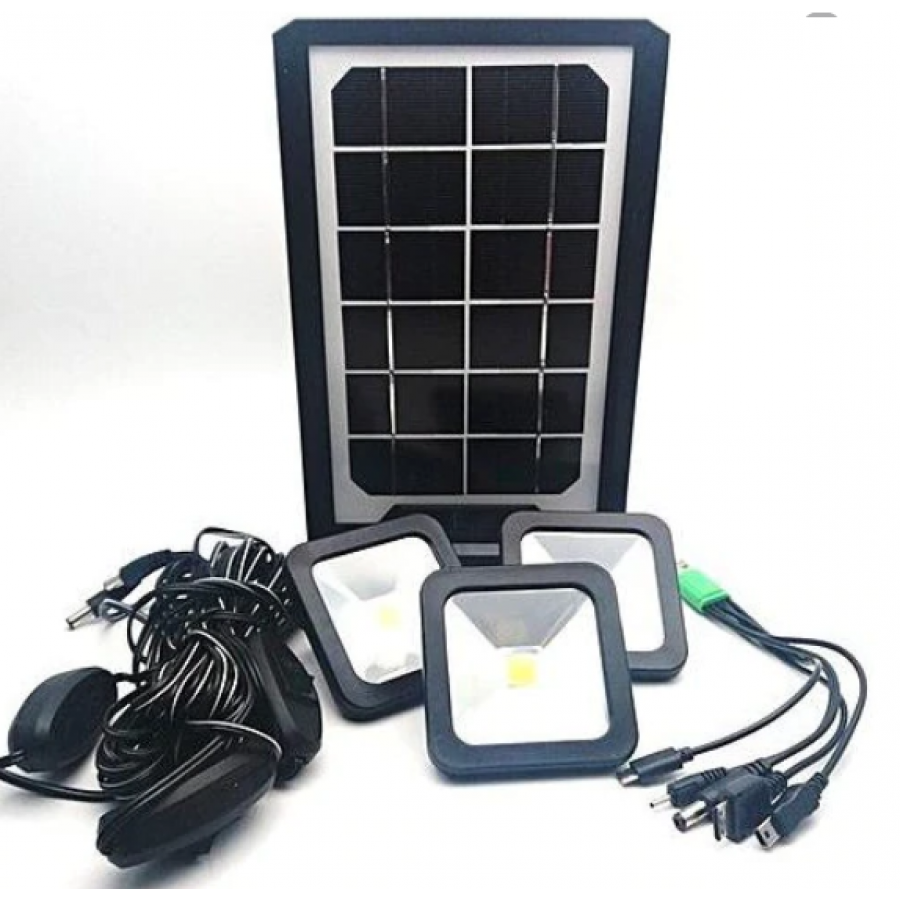Set Solar Pentru Camping Klausstech, Power Bank, 3 Surse De Iluminare Led, 2 Trepte Intensitate Lumina, Lanterna, Acumulator De 5000 Mah, Iesire Usb Pentru Incarcare Telefoane