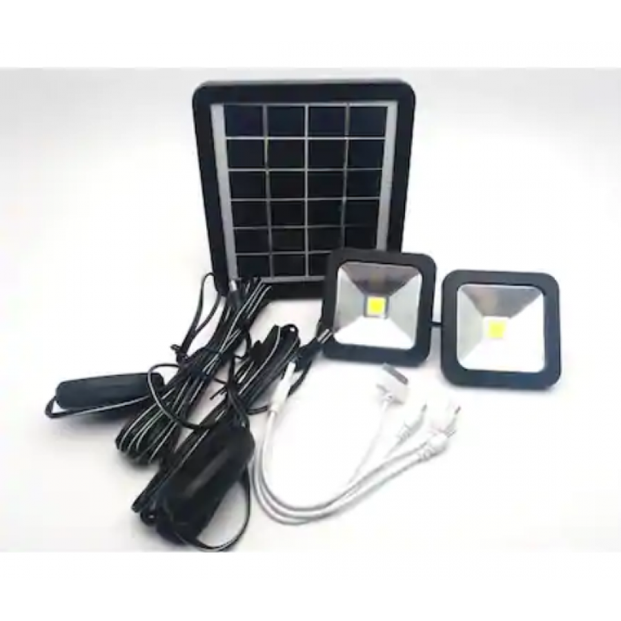Set Solar Pentru Camping Klausstech, Power Bank, 3 Surse De Iluminare Led, 2 Trepte Intensitate Lumina, Lanterna, Acumulator De 5000 Mah, Iesire Usb Pentru Incarcare Telefoane