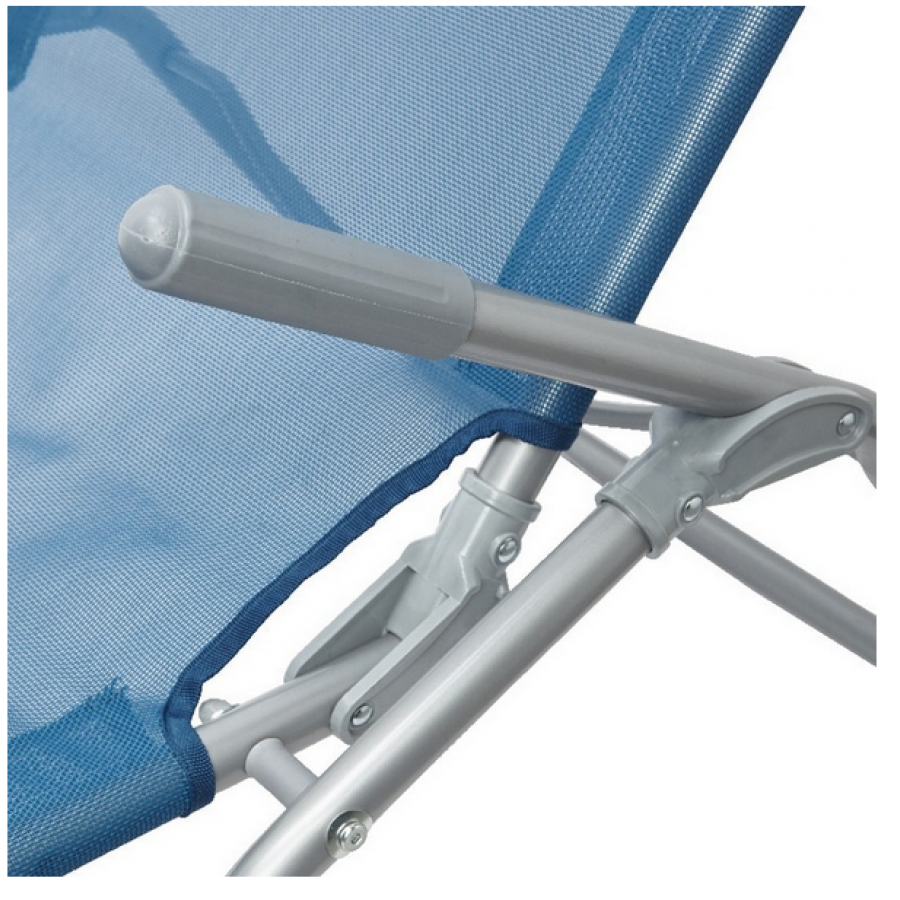 Sezlong Pliabil Cu Dimensiuni 145 X 59.5 X 96 Cm, Material Otel Si Poliester, Sarcina Maxima 110 Kg, Albastru