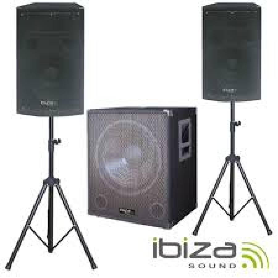 Sistem Cu Subwoofer Activ 15 Inch (38cm ) Plus 2 Sateliti Cu Stand 12 Inch , Putere 1400 W , 1 Intrare Si 1 Iesire Aux , 20hz - 250hz , 2 Suporti Boxe , Negru