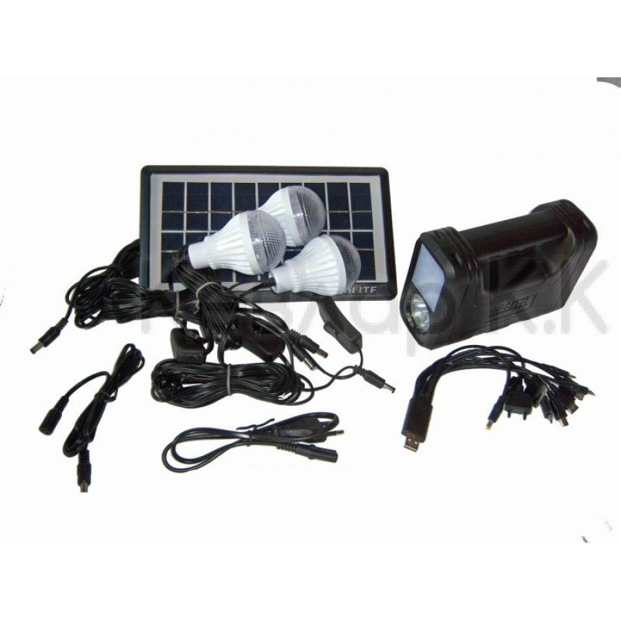 Sistem De Iluminare Solara , Cu Lumini Led, Port Usb , Abs Din Material Plastic ,  3 X Becuri Lumina Led , Negru