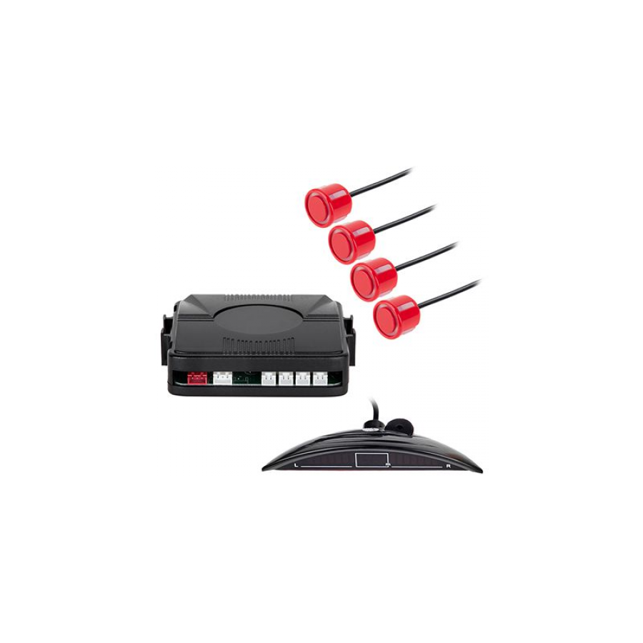 Sistem De Parcare Auto Cu Senzor Rosu Klausstech  , 4 Senzori , Tensiune Alimentare 9v - 18v Dc , Cabluri