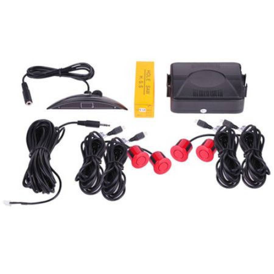 Sistem De Parcare Auto Cu Senzor Rosu Klausstech  , 4 Senzori , Tensiune Alimentare 9v - 18v Dc , Cabluri