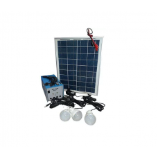 Sistem Fotovoltaic Cu Panou Solar, 3 Becuri, Iesire Usb, Acumulator Incorporat, 100w, Alimentare 220 V, Rezistent, Albastru