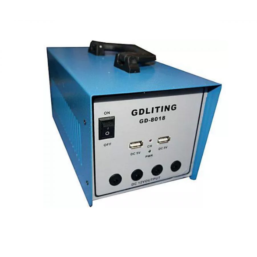 Sistem Fotovoltaic Cu Panou Solar, 3 Becuri, Iesire Usb, Acumulator Incorporat, 100w, Alimentare 220 V, Rezistent, Albastru