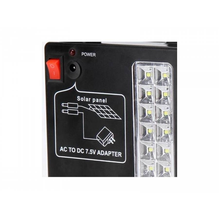 Sistem Iluminare Led Cu Incarcare Solara, 3 Becuri Led Si Lampa Portabila , Port Usb ,  Ac 220-240v 50-60hz , Negru
