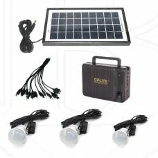 Sistem Incarcare Solara Pentru Camping , Cu 3 Becuri Economice De 3 W , Port Usb 5v , Alimentare 220-240v, 50/60hz , Panou Solar 9v 3.5wp 0.38a 25x14x15cm