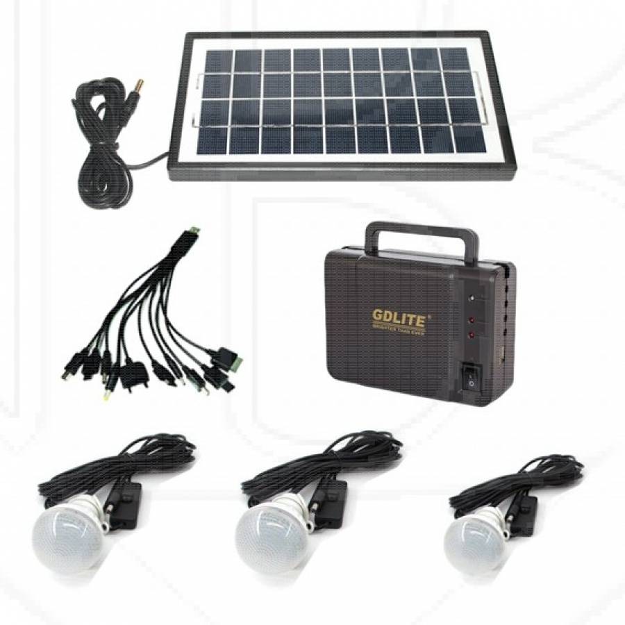 Sistem Incarcare Solara Pentru Camping , Cu 3 Becuri Economice De 3 W , Port Usb 5v , Alimentare 220-240v, 50/60hz , Panou Solar 9v 3.5wp 0.38a 25x14x15cm