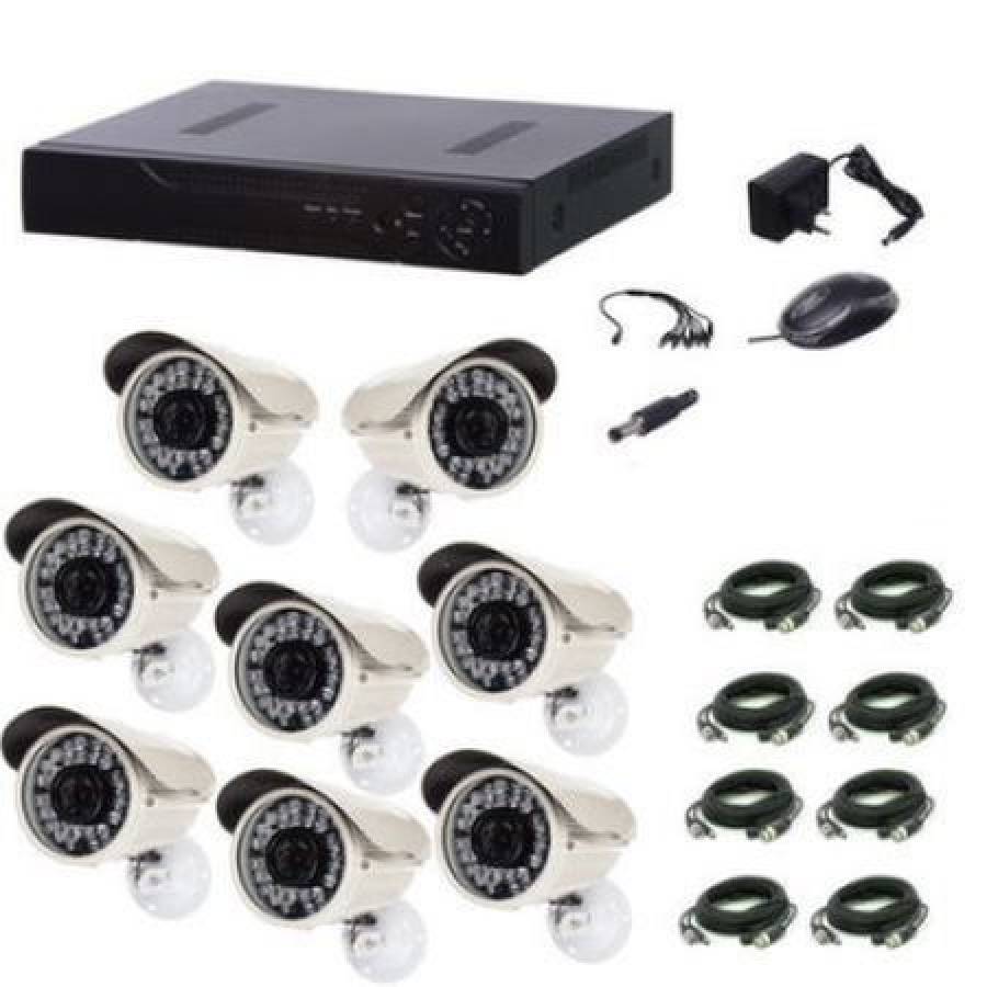 Sistem Kit Complet De Supraveghere Si Securitate, 8 Camere Incluse, Rezolutie 1080p, Port Usb, Hdmi. Vga, Negru