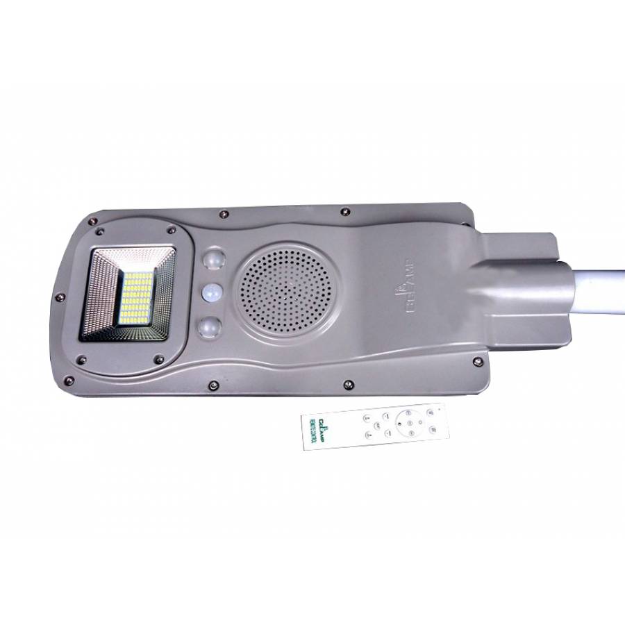 Sistem Solar KlaussTech Cu Difuzor Audio Bluetooth,  Lampa Stradala , Putere 60 W , Luminozitate 800lm