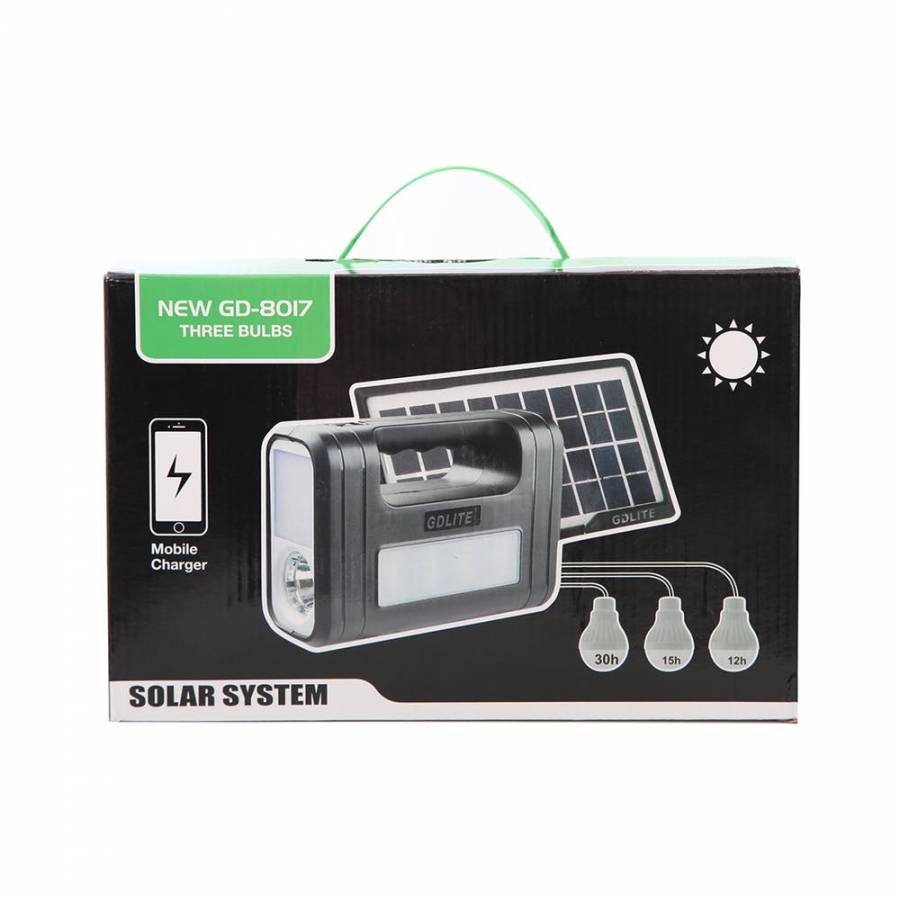 Sistem Solar Cu Panou Solar, 3 Becuri Incluse Led Smd, 3 X Lampi, Incarcare Solara, Incarcare Dispozitive Usb 5v, Negru