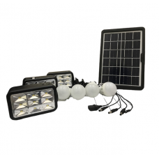 Sistem Solar De Camping 6w Cu 7 Lampi, Acumulator 7800 Mah, Incarcare 8-15 H, Usb 5v, Intrare 5-6 V, Portabil, Negru