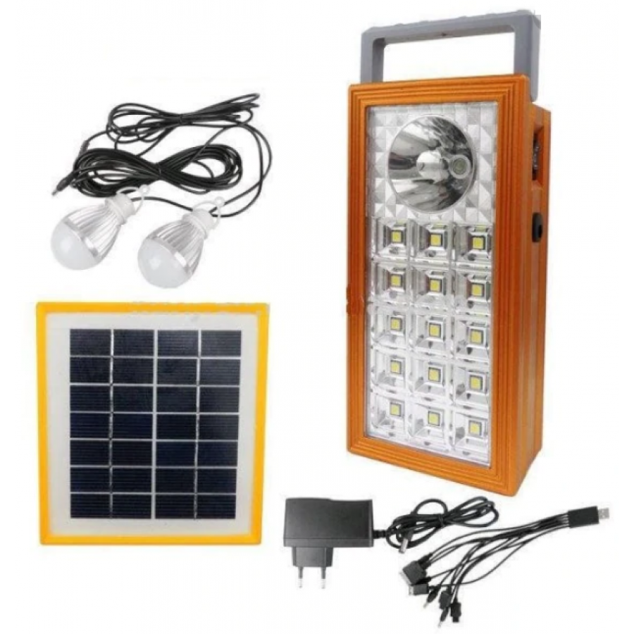 Sistem Solar De Iluminare Led Cu 3 Becuri, Functie Incarcare Solara, Lampa Portabila Inclusa, Material Plastic Abs, Tensiune Alimentare 220 V, Lumina Rece, Modern