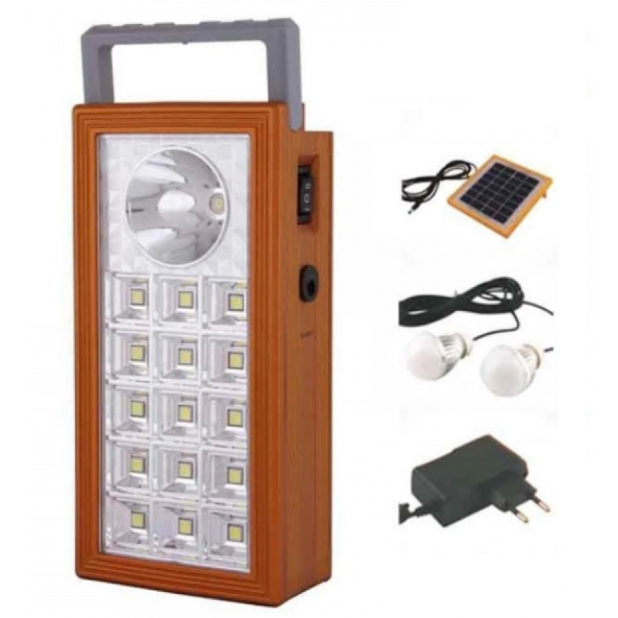 Sistem Solar De Iluminare Led Cu 3 Becuri, Functie Incarcare Solara, Lampa Portabila Inclusa, Material Plastic Abs, Tensiune Alimentare 220 V, Lumina Rece, Modern