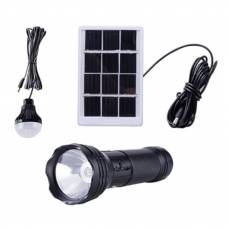 Sistem Solar Klausstech Pentru Camping Multifunctional, Lanterna Led Inclusa, Bec Led, Panou Solar Inclus, Dimensiuni Reduse, Design Ergonomic, Negru