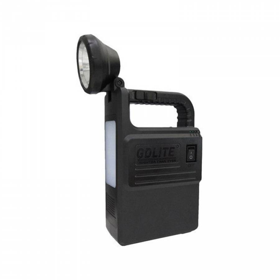 Sistem Solar Portabil Gdlite, Port Usb, Lanterna 2 X Cob, 3 Becuri Puternice Incluse, Frecventa 110-240v, 50/60hz, Baterie Reincarcabila, 9v/3.5w-7w, Negru