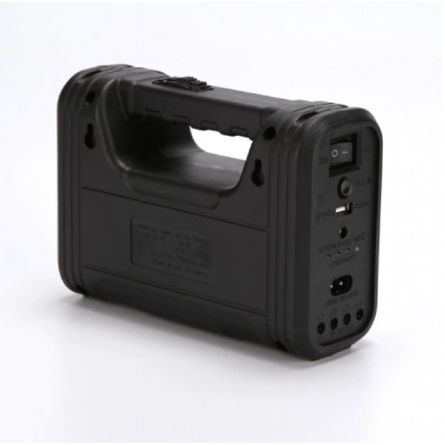 Sistem Solar Profesional Cu 3 Becuri Led Smd Si Lanterna, Incarcare Solara, Acumulator Reincarcabil, Intrare Usb 5v, 220-240v, 50/60hz, Negru