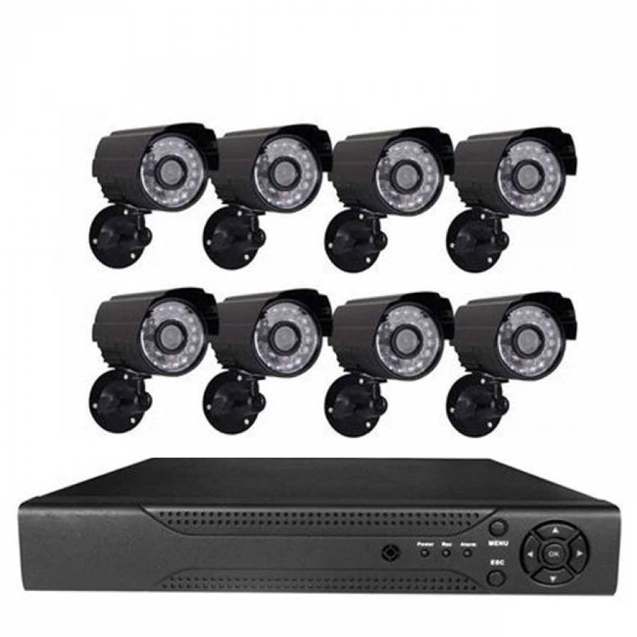 Sistem Supraveghere Cctv Kit Dvr 8 Camere Exterior/interior, Negru