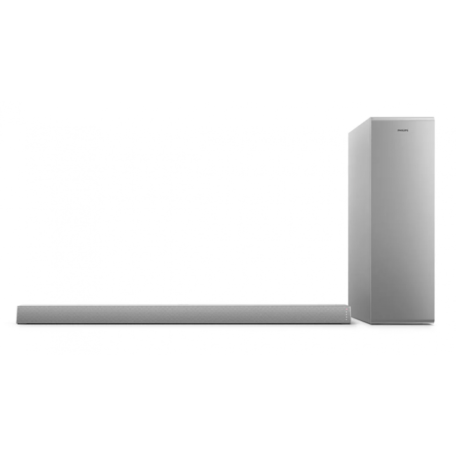 Soundbar Philips 2.1 Ch Subwoofer Integrat, 140 W, Hdmi Arc, Dolby Audio, Conexiune Bluetooth 4.2, Montare Pe Perete, Easylink, Argintiu