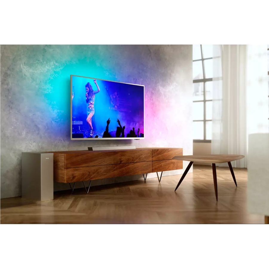 Soundbar Philips 2.1 Ch Subwoofer Integrat, 140 W, Hdmi Arc, Dolby Audio, Conexiune Bluetooth 4.2, Montare Pe Perete, Easylink, Argintiu