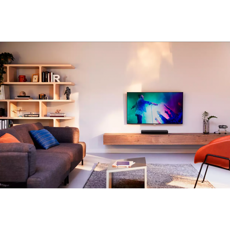 Soundbar Philips Cu Asistent Google Voice, Tip Canale 2.0, Conexiune Bluetooth 4.2, 15 W X 2 Plus Pr, Comutator Tactil, Eco Power Standby, Telecomanda