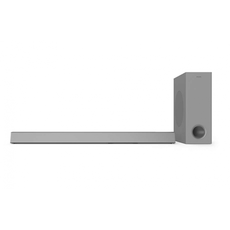 Soundbar Philips Cu Subwoofer Wireless 3.1 Ch, Tehnologie Audio Dolby Digital, Putere 300 W, Iesire Hdmi Arc, Bluetooth, Montare Pe Perete, Telecomanda, Gri