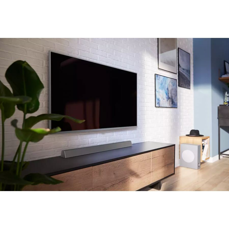 Soundbar Philips Cu Subwoofer Wireless 3.1 Ch, Tehnologie Audio Dolby Digital, Putere 300 W, Iesire Hdmi Arc, Bluetooth, Montare Pe Perete, Telecomanda, Gri