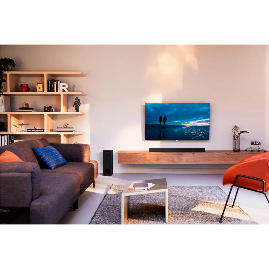 Soundbar Philips Cu Tehnologie Audio Dolby Digital, Putere 300 W, Subwoofer Wireless 3.1 Ch, 1 X Hdmi Arc, Subwoofer Wireless, Easylink, Telecomanda, Negru