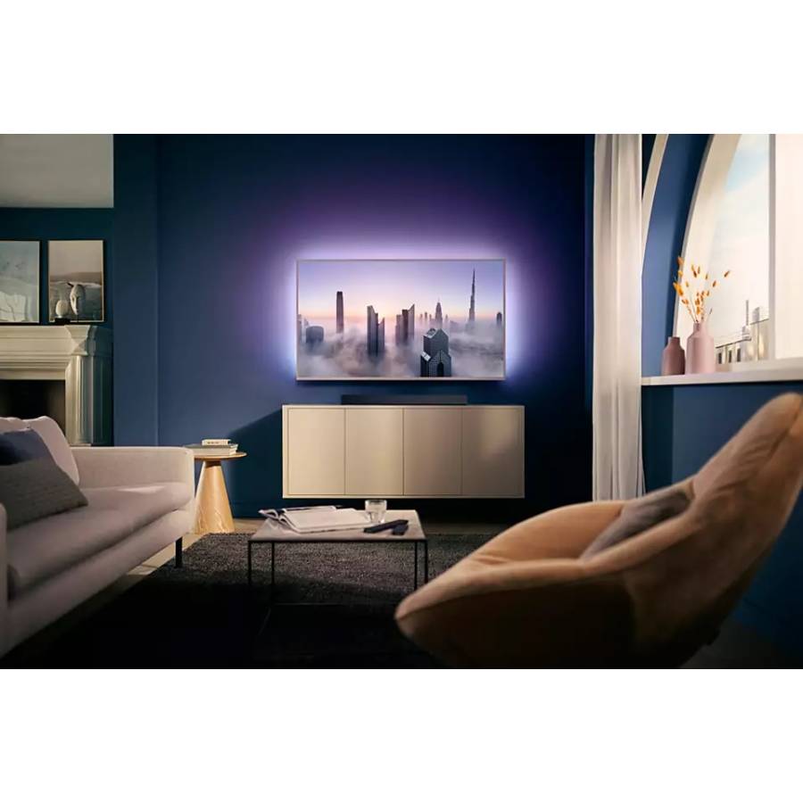 Soundbar Profesional Philips Cu Asistent Google, Conectivitate Bluetooth, Subwoofer Wireless 2.1 Ch, Dolby Digital, 15 W X 4 Plus 60 W, Telecomanda, Negru