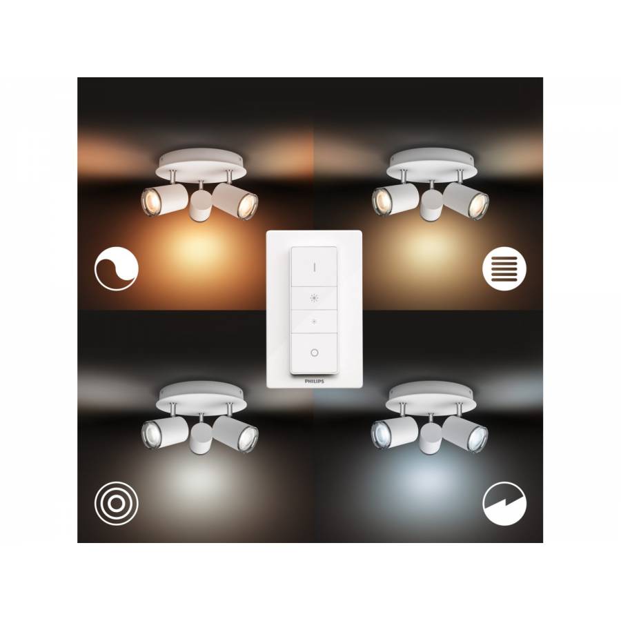 Spot De Baie Philips Tehnologie Bluetooth, Led Gu10, Aplicatie, Material Metal, Modern, 27.5 Cm, 1050 Lm, 15000 Ore, Culoare Alb