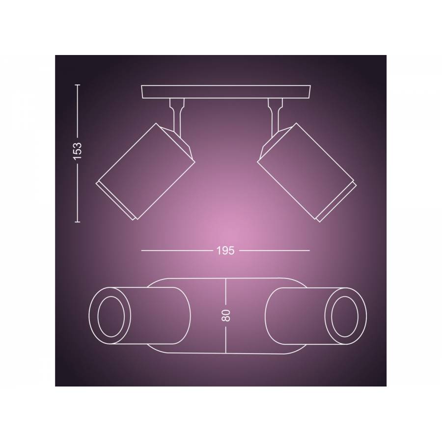 Spot Dublu Bec Led Gu10, Bluetooth, Metal, 15000 Ore, 700 Lm, 5.7w, Lungime 19.5 Cm, Protectie Ip20, Design Ergonomic, Culoare Negru