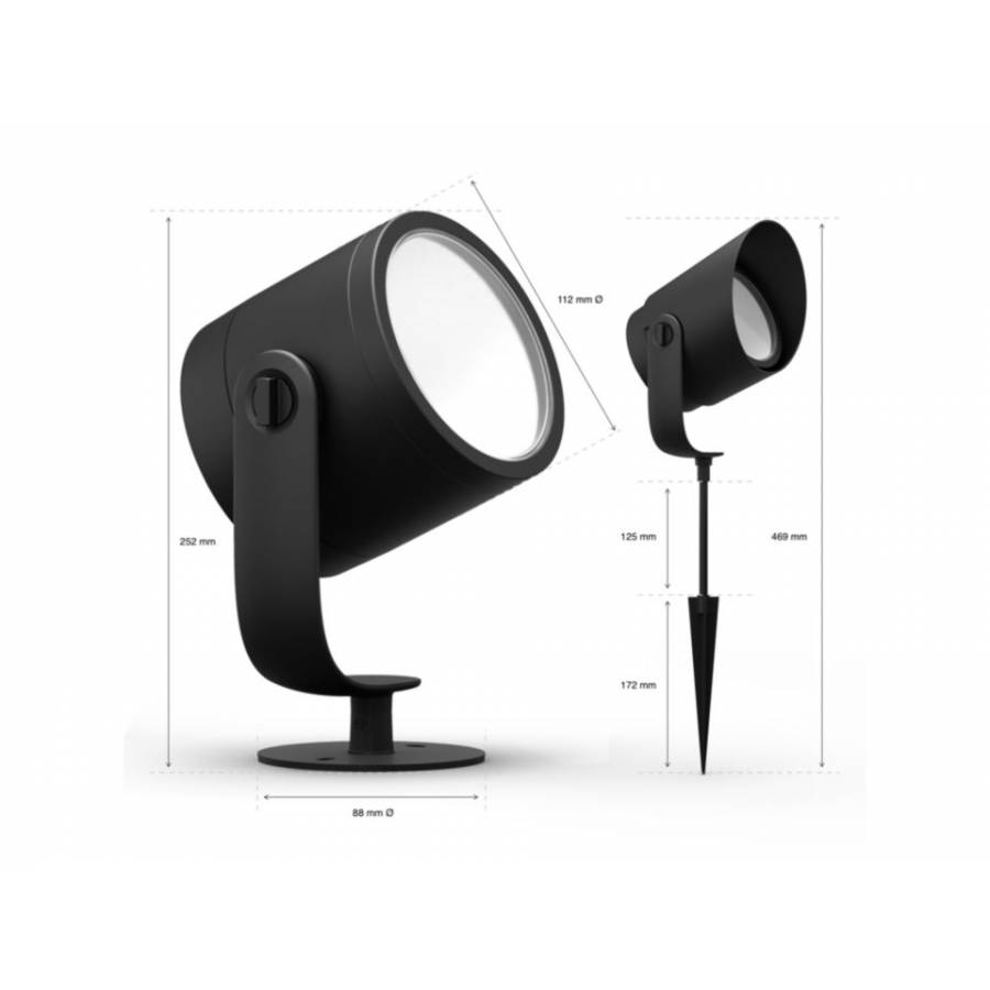 Spot Led De Exterior Philips, Flux Luminos 1050 Lm, Putere Bec 15 W, Protectie Ip65, Autonomie 25000 Ore, Material Metal, Culoare Negru