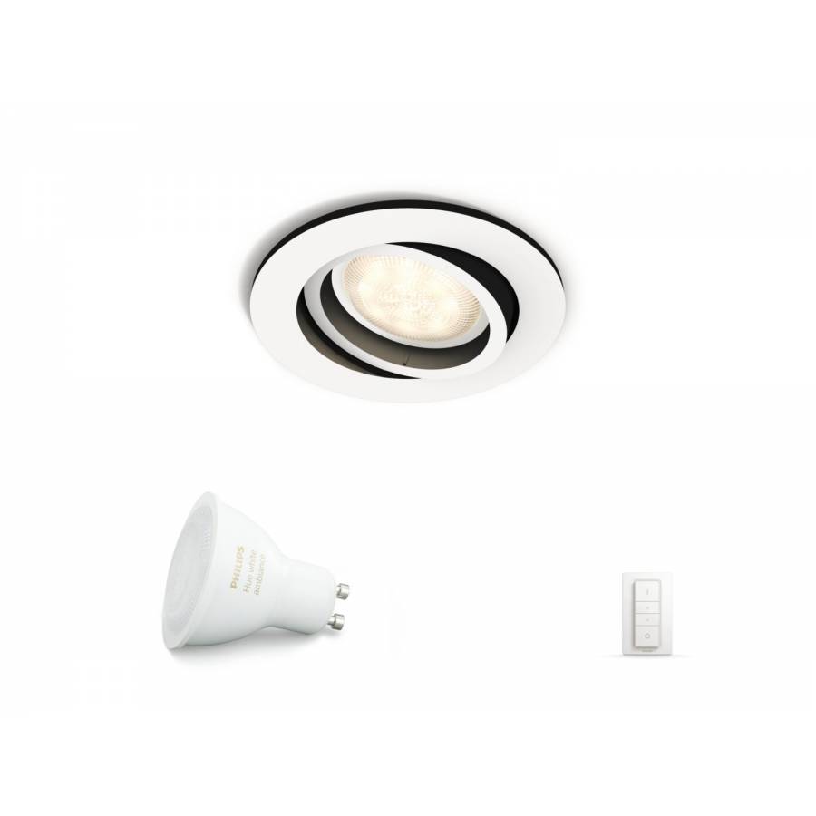 Spot Led Inteligent Philips Incastrat, Flux Luminos 250 Lm, Ip20, Putere 5 W (6,5w), 15000 Ore, Control Wireless, Alb