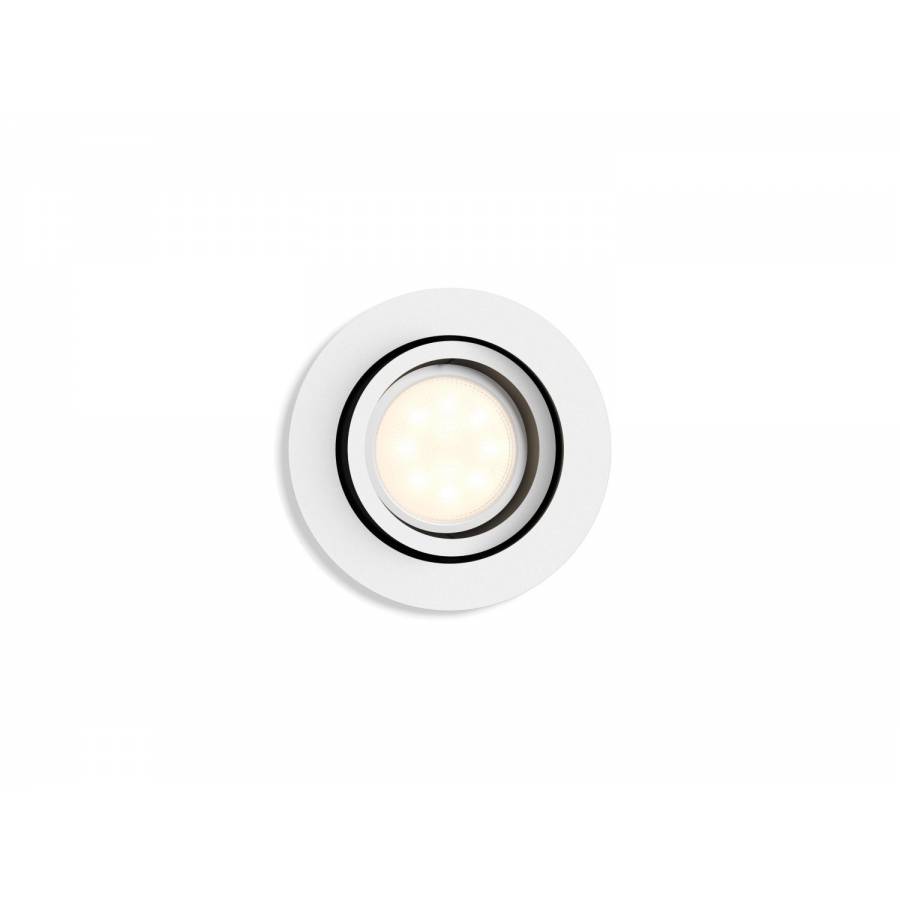 Spot Led Inteligent Philips Incastrat, Flux Luminos 250 Lm, Ip20, Putere 5 W (6,5w), 15000 Ore, Control Wireless, Alb