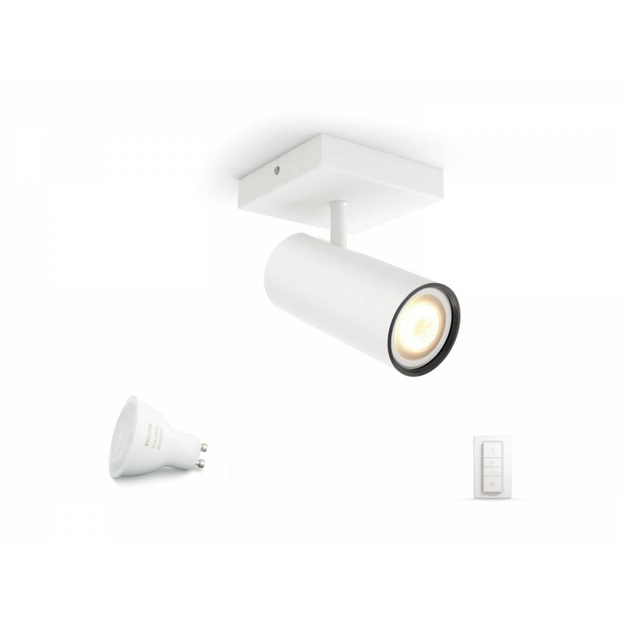 Spot Led Luminos Orientabil Cu Ambianta Calda Philips, Soclu Gu10, Flux 350 Lm, Alimentare 230 V, 50 60 Hz, Ip20, Putere 5 W (5.5w), Alb