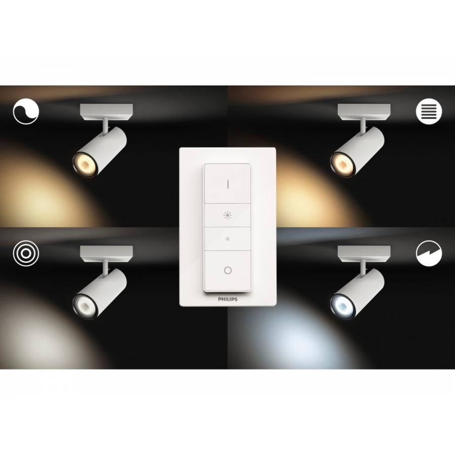 Spot Led Luminos Orientabil Cu Ambianta Calda Philips, Soclu Gu10, Flux 350 Lm, Alimentare 230 V, 50 60 Hz, Ip20, Putere 5 W (5.5w), Alb